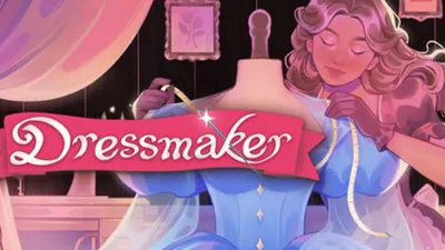 The official Dressmaker store banner with the game logo on a rose ribbon over the key art
